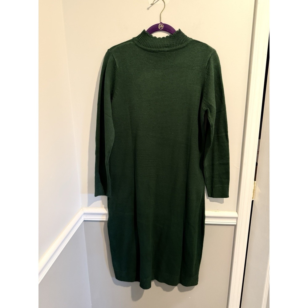 Vintage Salon Studio Embroidered Long Sweater Dress‎ Green Long Sleeves Size Med - Picture 6 of 7